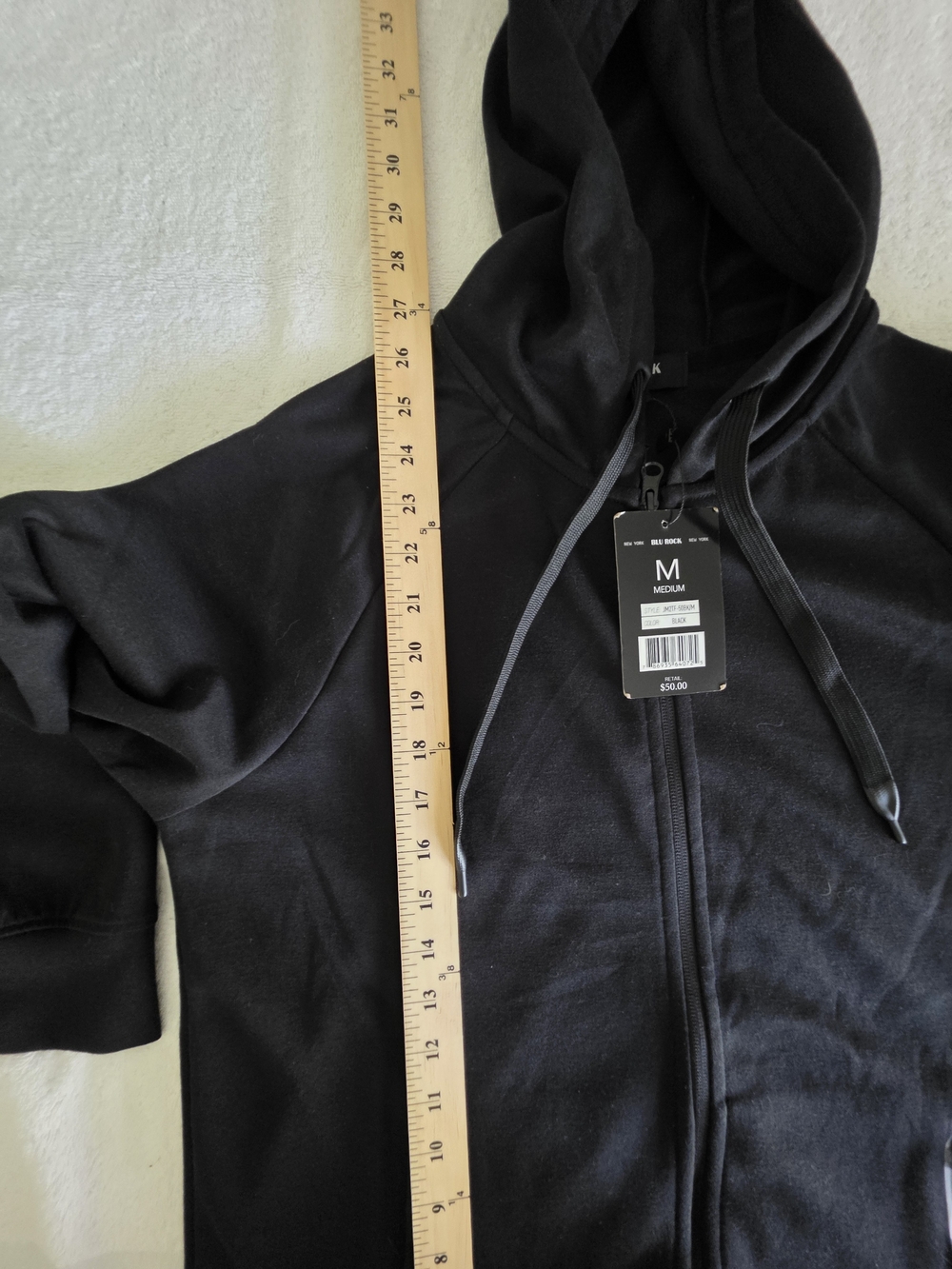 NWT Full-Zip Hooded Sweatshirt with Zipper Pockets, Men's Black - Picture 6 of 8